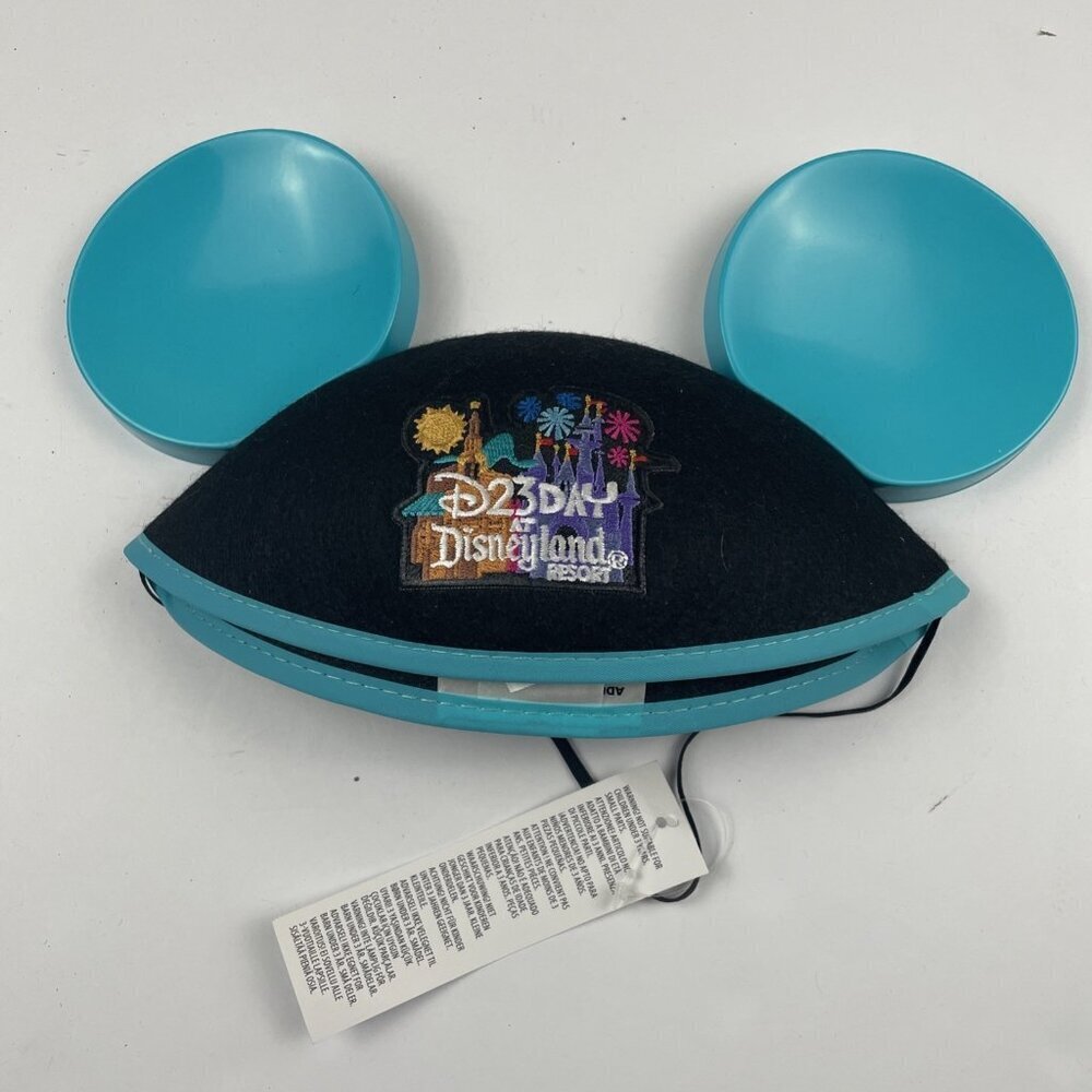 D23 Day At Disneyland Resort Hat Cap Mickey Mouse Ears Blue Aqua Adult 58cm
